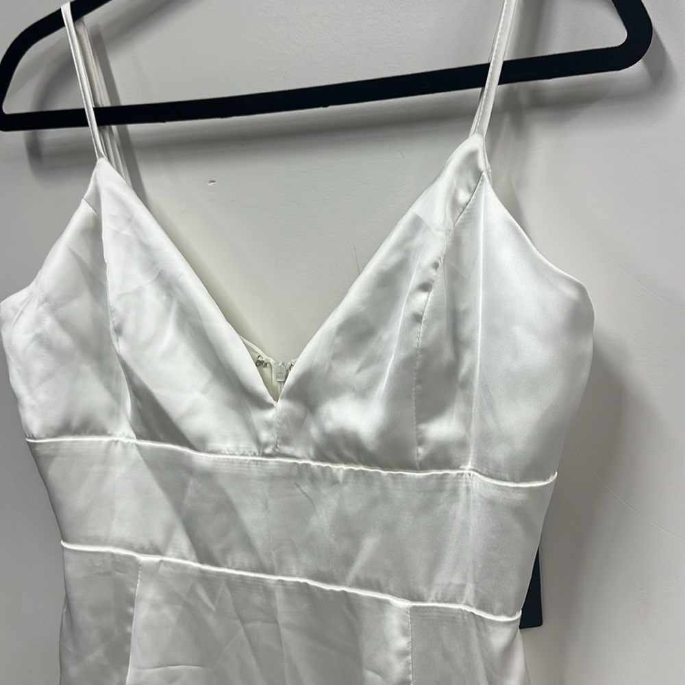 Irresistible Essence White Satin Sleeveless Midi Dress with slit - Lulus L NEW - Picture 9 of 11